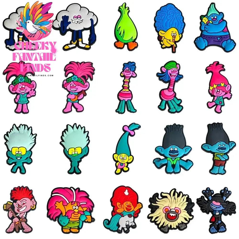 How Trolls Anime Shoe set accessories Buckle Accessories Melody Cartoon Shoe Decoration Charms Kids Christmas Gifts Cheeky Fantail Finds