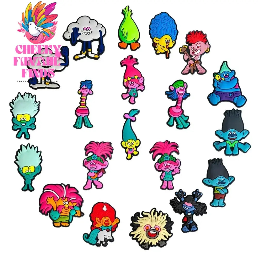 How Trolls Anime Shoe set accessories Buckle Accessories Melody Cartoon Shoe Decoration Charms Kids Christmas Gifts Cheeky Fantail Finds