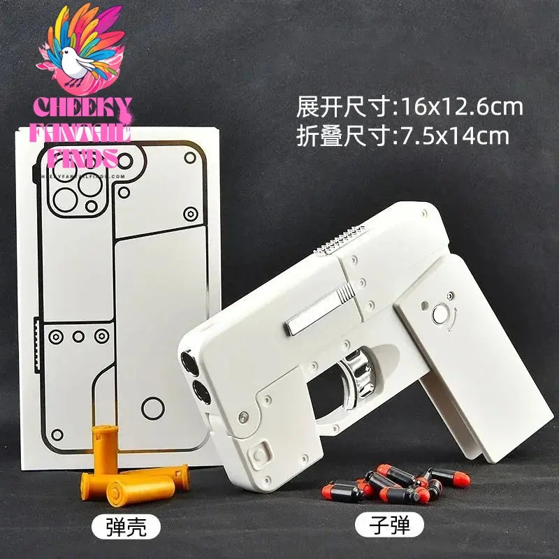 IC380 Foldable Phone Case Shape Pistol Creative Toy Bullet Gun with Bullet Adult Children Cute Case Model Phone Accessories Cheeky Fantail Finds