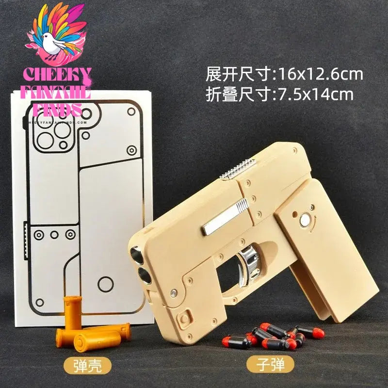IC380 Foldable Phone Case Shape Pistol Creative Toy Bullet Gun with Bullet Adult Children Cute Case Model Phone Accessories Cheeky Fantail Finds