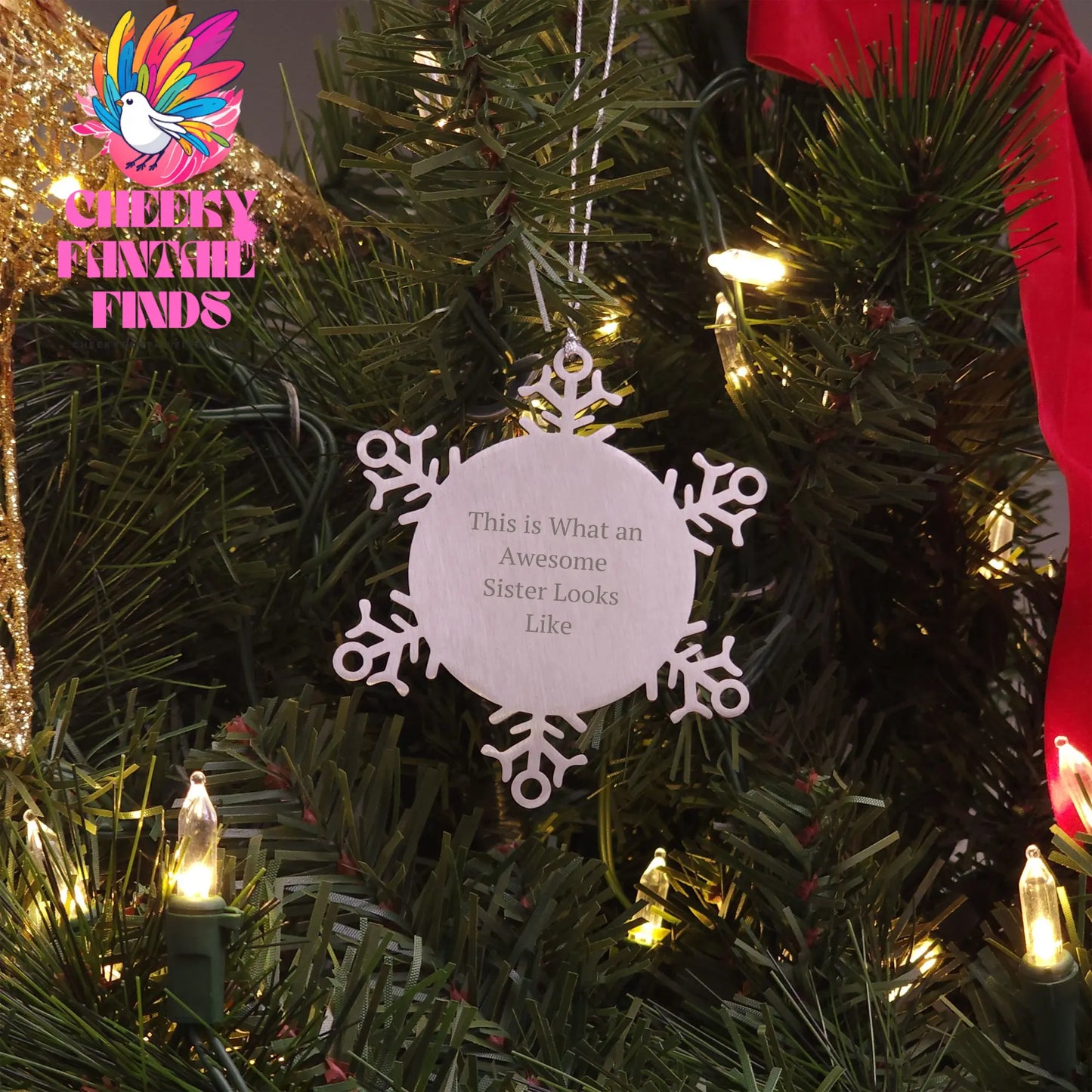 Inspirational Sister Gifts: This Is What An Awesome Sister Looks Like Snowflake Ornament for Christmas, Unique Sisterly Love Gifts from Mom to Amazing Sister - Image 3