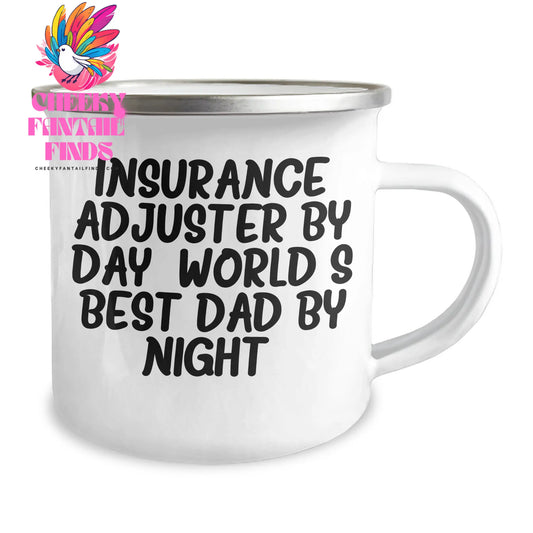 Insurance Adjuster Mug, Funny Quote Gifts from Family to World's Best Dad on Father's Day, 12 oz Stainless Steel Camping Mug - Image 2