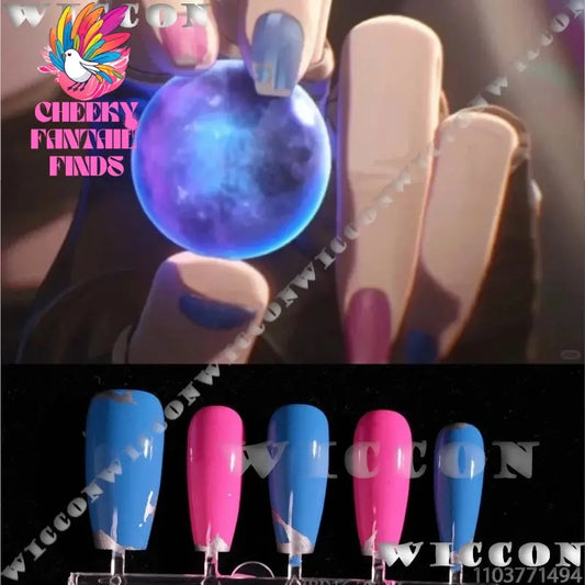 Jinx Arance S2 Anime Game LOL League of Legends Powder Cosplay Prop Blue Pink Nail Metallic Finger Women Holloween Customized Cheeky Fantail Finds
