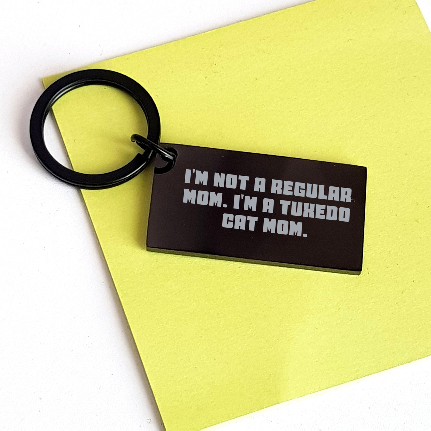 Tuxedo Cat Mom Funny Gifts from Family to Friends Unique Keychain for Graduation, 'I'm Not A Regular Mom. I'm A Tuxedo Cat Mom.' Stainless Steel Keychain Gifts for Tuxedo Cat Enthusiasts - Image 3