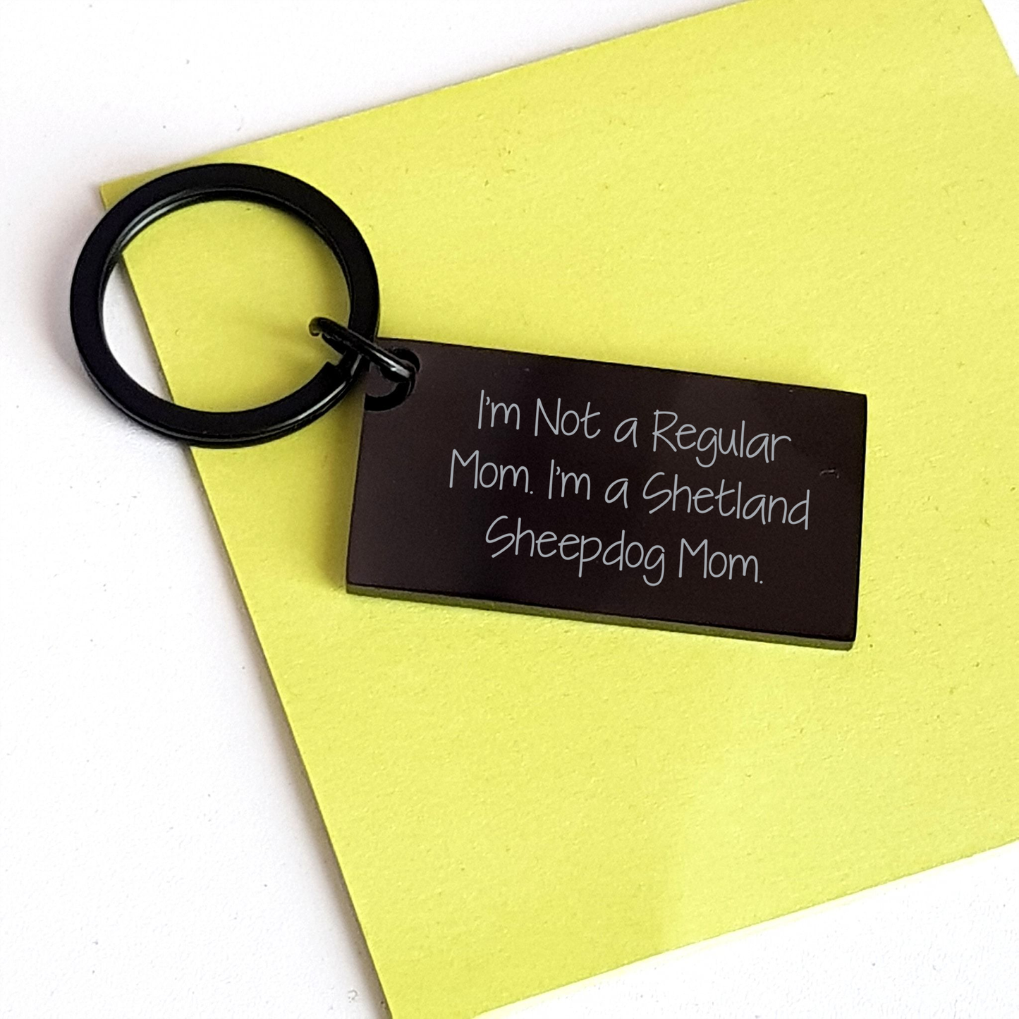 Shetland Sheepdog Mom Funny Keychain Gift for Men from Mom, Engraved with Love - Image 3