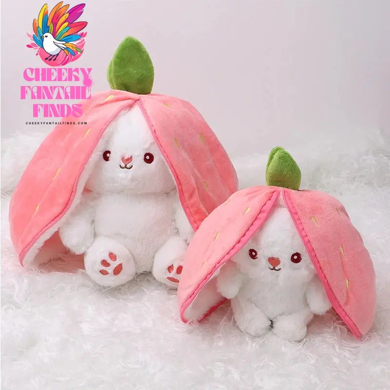 Kawaii Fruit Bunny Plush Toy Cute watermelon StrawberryCarrot Reversible Rabbit Zipper Plush Toy Kids Birthday Gift Cheeky Fantail Finds
