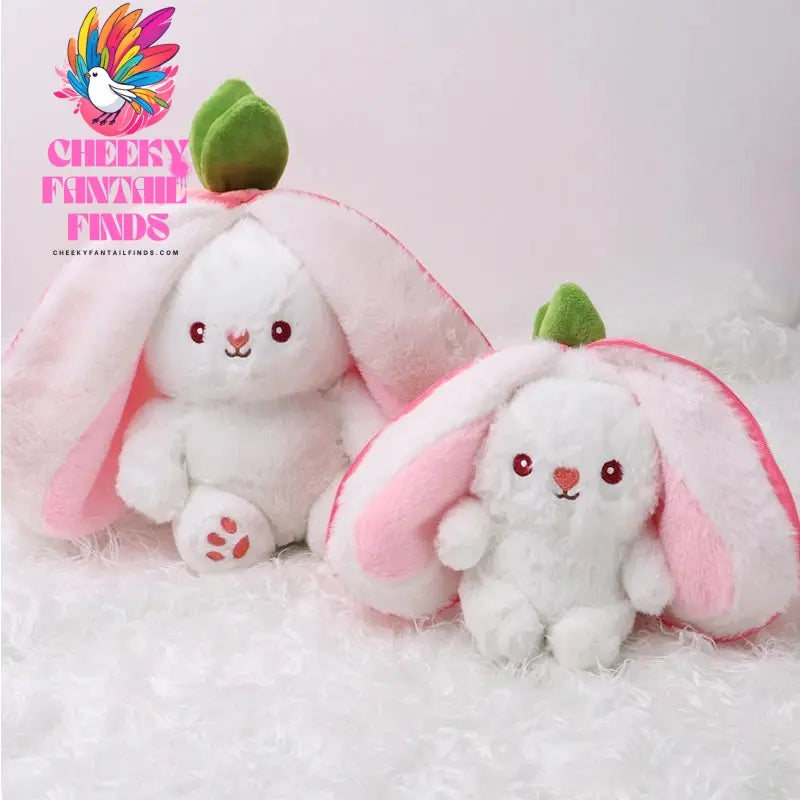 Kawaii Fruit Bunny Plush Toy Cute watermelon StrawberryCarrot Reversible Rabbit Zipper Plush Toy Kids Birthday Gift Cheeky Fantail Finds