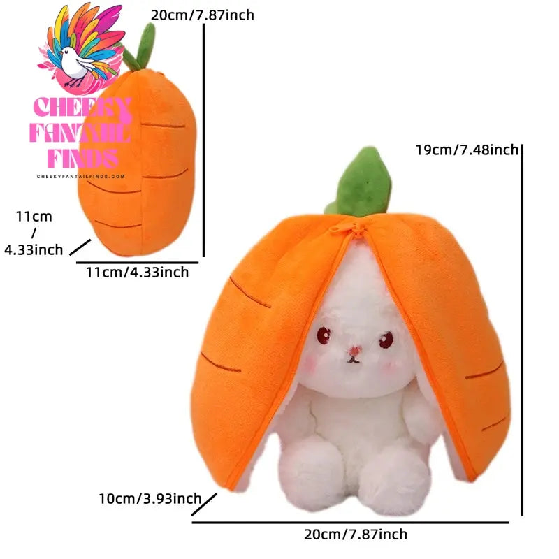 Kawaii Fruit Bunny Plush Toy Cute watermelon StrawberryCarrot Reversible Rabbit Zipper Plush Toy Kids Birthday Gift Cheeky Fantail Finds