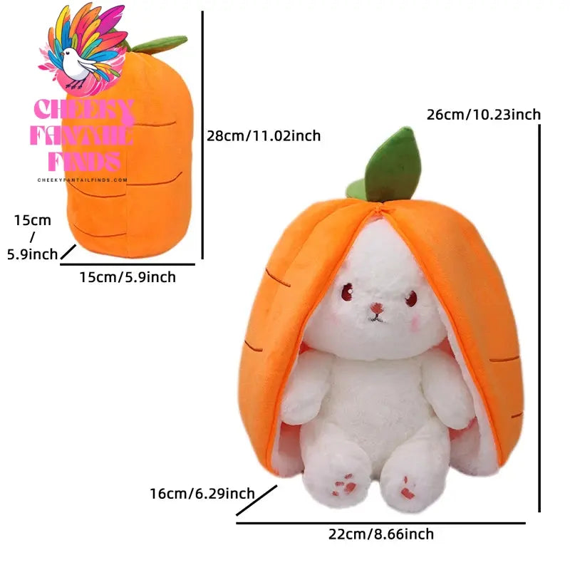 Kawaii Fruit Bunny Plush Toy Cute watermelon StrawberryCarrot Reversible Rabbit Zipper Plush Toy Kids Birthday Gift Cheeky Fantail Finds