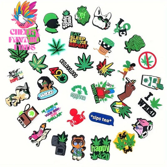 Kawaii Leaf Charms for Clogs and Sandals, PVC Shoe Decorations, Beach and Summer Accessories, Anime Party Gifts Cheeky Fantail Finds