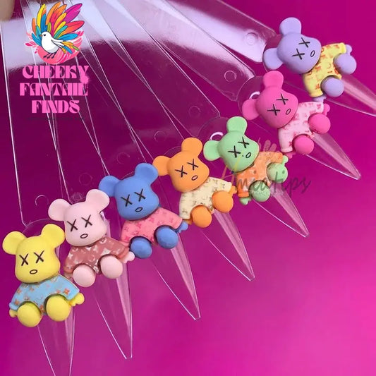 Kawaii Resin Cartoon Bear 10Pcs Cute Cartoon Nail Charms Decoration Luxury Designs DIY Manicure Decoration Cheeky Fantail Finds