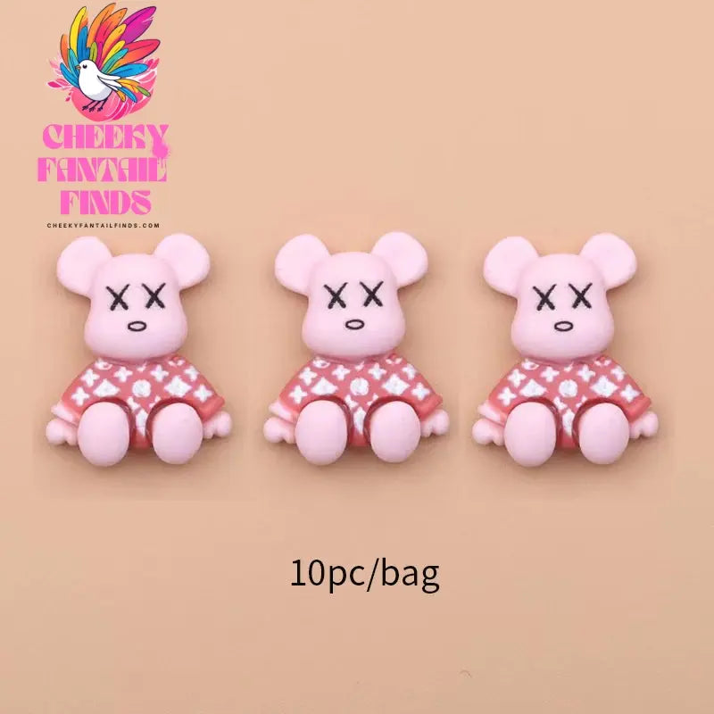Kawaii Resin Cartoon Bear 10Pcs Cute Cartoon Nail Charms Decoration Luxury Designs DIY Manicure Decoration Cheeky Fantail Finds