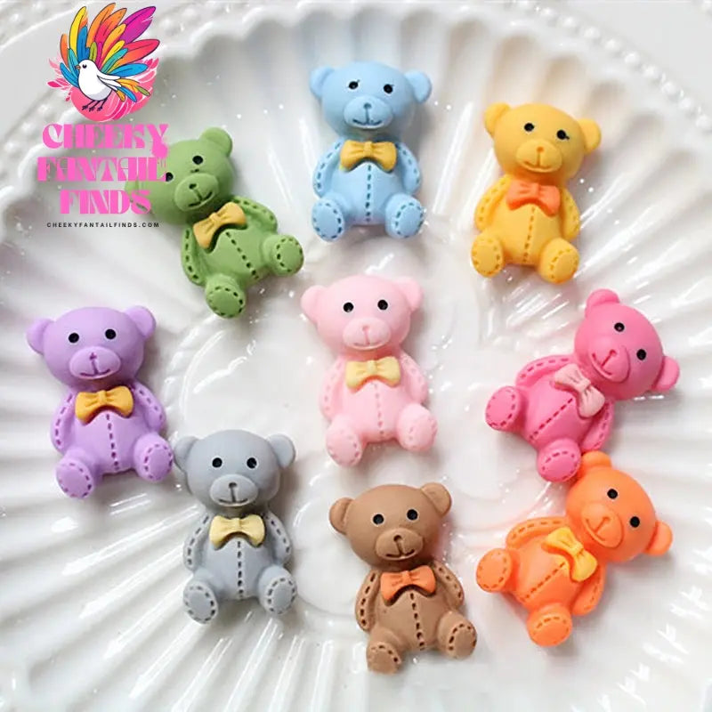Kawaii Resin Cartoon Bear 10Pcs Cute Cartoon Nail Charms Decoration Luxury Designs DIY Manicure Decoration Cheeky Fantail Finds