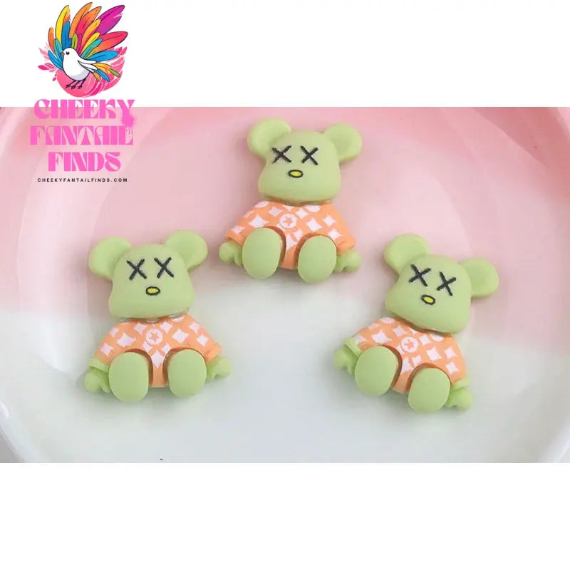 Kawaii Resin Cartoon Bear 10Pcs Cute Cartoon Nail Charms Decoration Luxury Designs DIY Manicure Decoration Cheeky Fantail Finds
