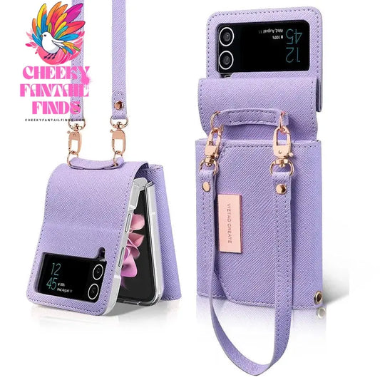 Lanyard Holster Card Z Flip4 Flip5 Flip6 Protective Case For Samsung Galaxy Z Flip 6 5 4 3 Handheld Wristlet Wallet Purse Cover Cheeky Fantail Finds