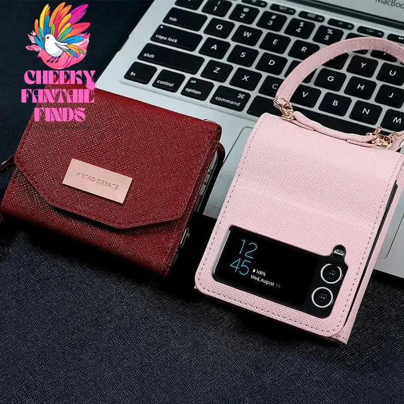 Lanyard Holster Card Z Flip4 Flip5 Flip6 Protective Case For Samsung Galaxy Z Flip 6 5 4 3 Handheld Wristlet Wallet Purse Cover Cheeky Fantail Finds