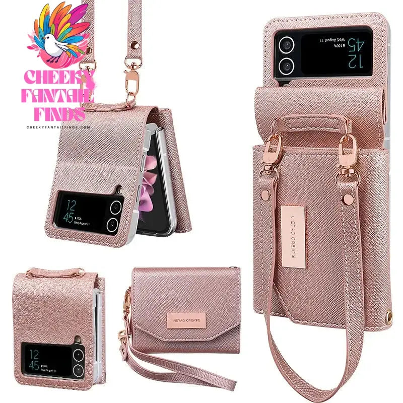 Lanyard Holster Card Z Flip4 Flip5 Flip6 Protective Case For Samsung Galaxy Z Flip 6 5 4 3 Handheld Wristlet Wallet Purse Cover Cheeky Fantail Finds