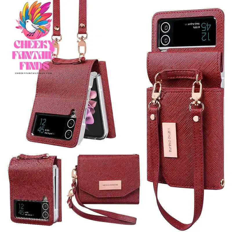 Lanyard Holster Card Z Flip4 Flip5 Flip6 Protective Case For Samsung Galaxy Z Flip 6 5 4 3 Handheld Wristlet Wallet Purse Cover Cheeky Fantail Finds