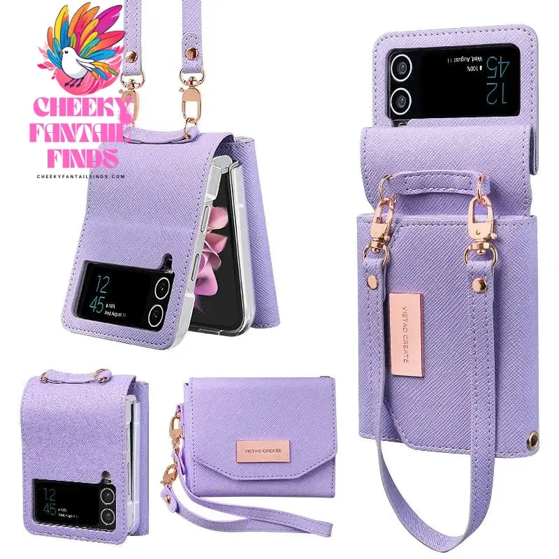 Lanyard Holster Card Z Flip4 Flip5 Flip6 Protective Case For Samsung Galaxy Z Flip 6 5 4 3 Handheld Wristlet Wallet Purse Cover Cheeky Fantail Finds