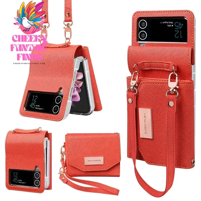 Lanyard Holster Card Z Flip4 Flip5 Flip6 Protective Case For Samsung Galaxy Z Flip 6 5 4 3 Handheld Wristlet Wallet Purse Cover Cheeky Fantail Finds