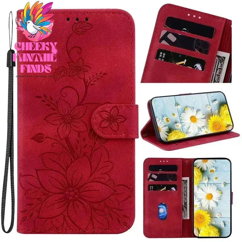 Leather Phone Case For Samsung Galaxy A56 A55 A54 A53 A52 A35 A36 A34 A42 A26 A25 A23 A14 A15 A12 A16 5G Card Slot Wallet Cover Cheeky Fantail Finds