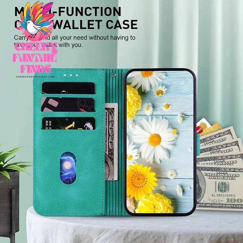 Leather Phone Case For Samsung Galaxy A56 A55 A54 A53 A52 A35 A36 A34 A42 A26 A25 A23 A14 A15 A12 A16 5G Card Slot Wallet Cover Cheeky Fantail Finds