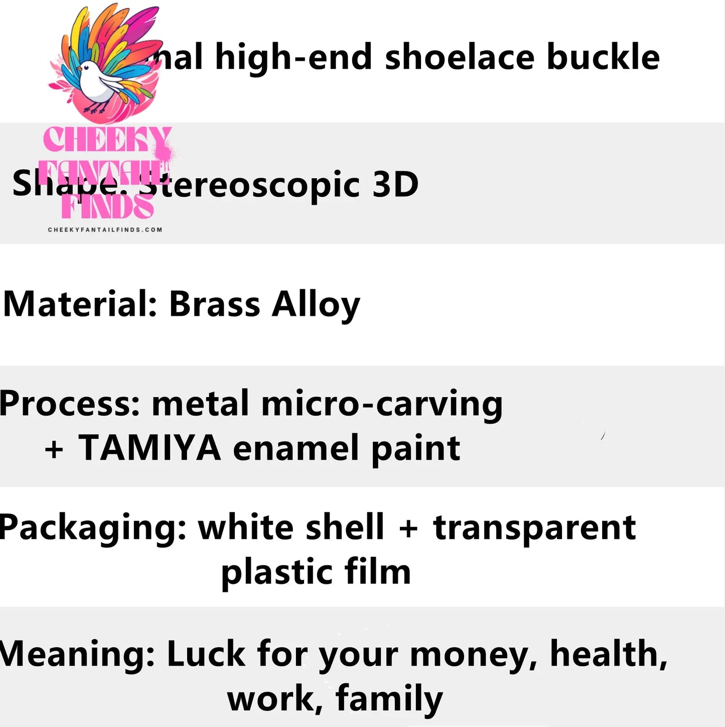 Lucky for You Shoelace Buckle Metal Enamel Paint AF1 Shoe Laces Buckle Accessories Lace Lock DIY Sneaker Kits Metal Lace Buckle Cheeky Fantail Finds