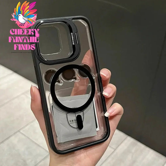 Luxury Magnetic Shockproof Phone Case For iPhone 15 14 13 12 11 16 Pro Max 16 Plus Funda Stand Glass Lens Protection Back Cover Cheeky Fantail Finds