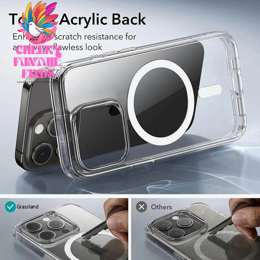 Luxury Magnetic Wireless Charge For Magsafe Case for iPhone 16 15 14 13 12 11 Pro XR XS Max 7 8 Plus Back Cover Transparent Case Cheeky Fantail Finds
