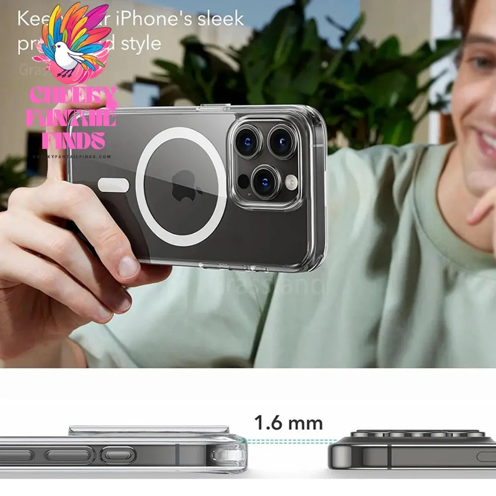 Luxury Magnetic Wireless Charge For Magsafe Case for iPhone 16 15 14 13 12 11 Pro XR XS Max 7 8 Plus Back Cover Transparent Case Cheeky Fantail Finds