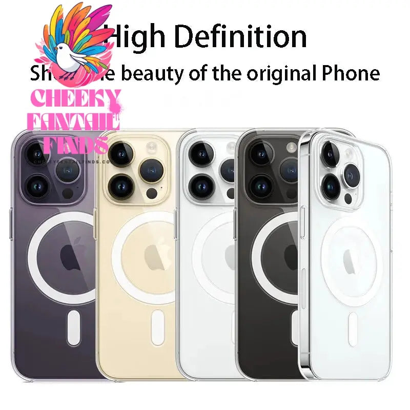 Luxury Magnetic Wireless Charge For Magsafe Case for iPhone 16 15 14 13 12 11 Pro XR XS Max 7 8 Plus Back Cover Transparent Case Cheeky Fantail Finds