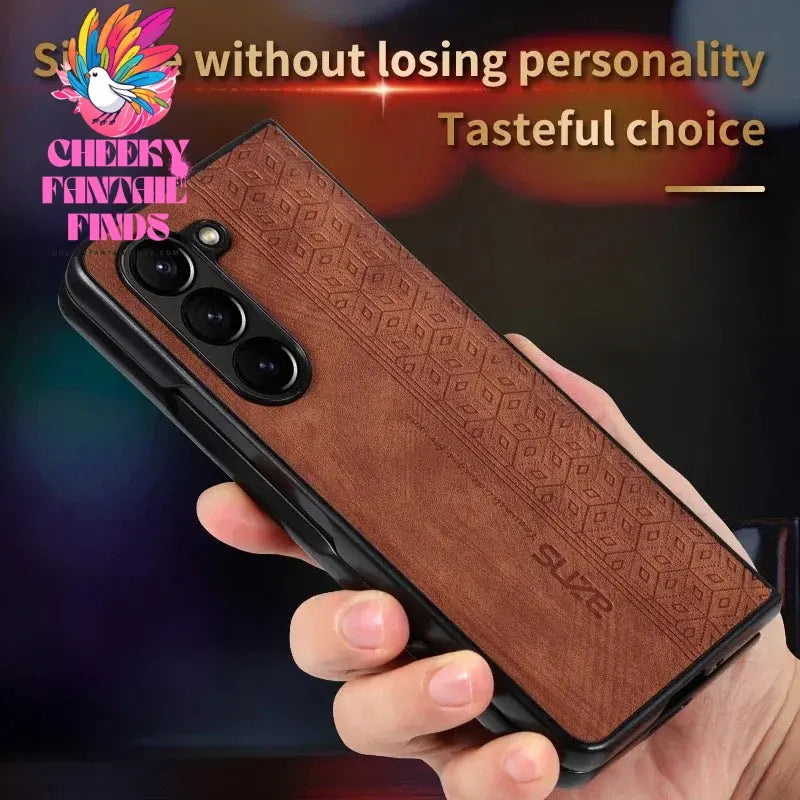Luxury PU Leather Mobile Phone Case For Samsung Galaxy Z Fold 6 5 4 3 Bumper Coque Back Cover For Galaxy Z Fold 5 4 3 Cheeky Fantail Finds