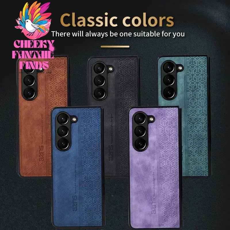 Luxury PU Leather Mobile Phone Case For Samsung Galaxy Z Fold 6 5 4 3 Bumper Coque Back Cover For Galaxy Z Fold 5 4 3 Cheeky Fantail Finds