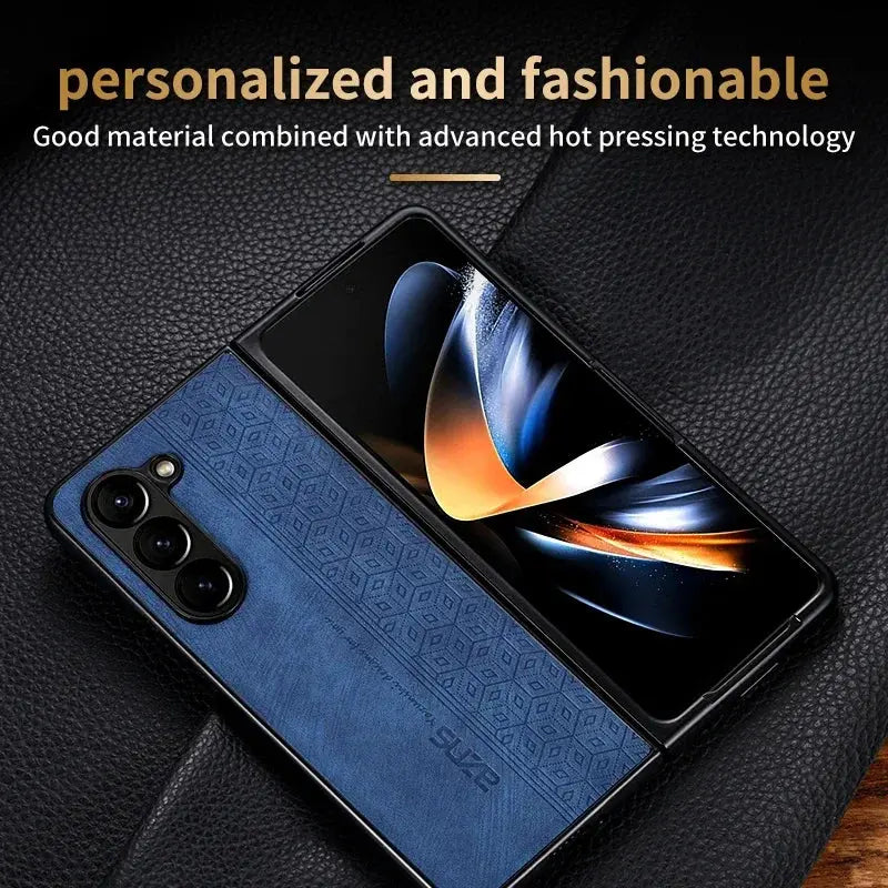 Luxury PU Leather Mobile Phone Case For Samsung Galaxy Z Fold 6 5 4 3 Bumper Coque Back Cover For Galaxy Z Fold 5 4 3 Cheeky Fantail Finds