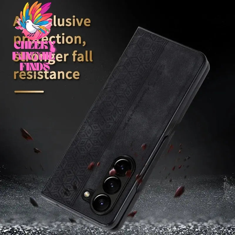 Luxury PU Leather Mobile Phone Case For Samsung Galaxy Z Fold 6 5 4 3 Bumper Coque Back Cover For Galaxy Z Fold 5 4 3 Cheeky Fantail Finds