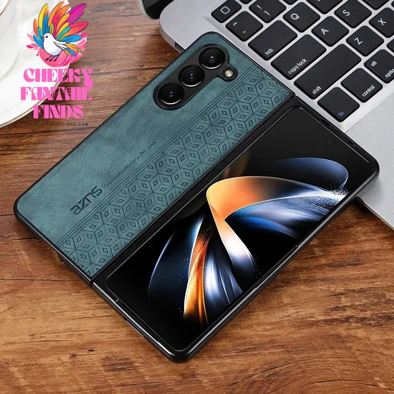 Luxury PU Leather Mobile Phone Case For Samsung Galaxy Z Fold 6 5 4 3 Bumper Coque Back Cover For Galaxy Z Fold 5 4 3 Cheeky Fantail Finds