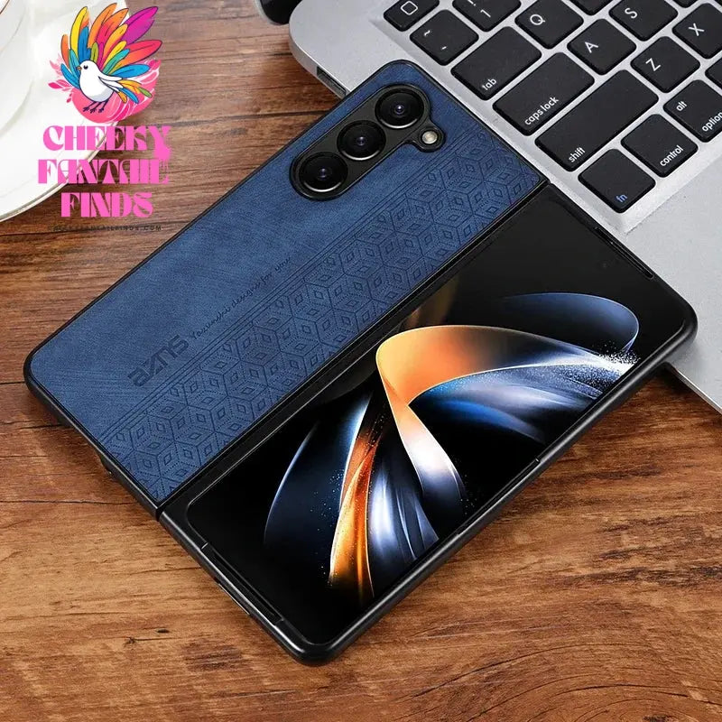 Luxury PU Leather Mobile Phone Case For Samsung Galaxy Z Fold 6 5 4 3 Bumper Coque Back Cover For Galaxy Z Fold 5 4 3 Cheeky Fantail Finds