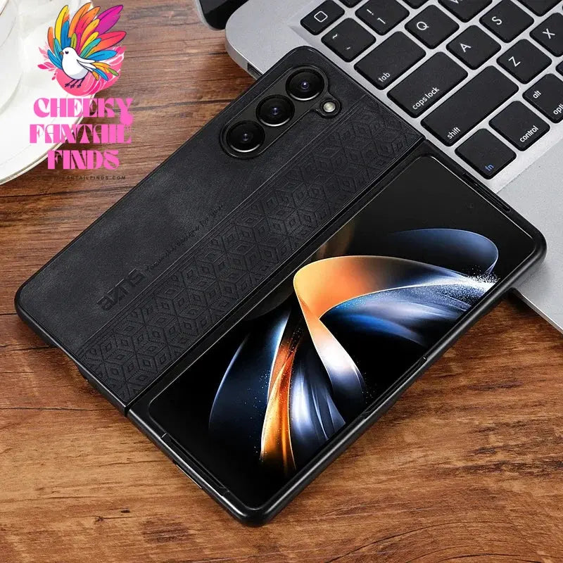 Luxury PU Leather Mobile Phone Case For Samsung Galaxy Z Fold 6 5 4 3 Bumper Coque Back Cover For Galaxy Z Fold 5 4 3 Cheeky Fantail Finds