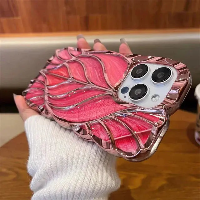 Luxury Plating Colour Fashion Leaf Phone Case For iPhone 11 12 13 14 15 Pro Max Soft Silicone Bumper Protector On 16 Plus Cover Cheeky Fantail Finds