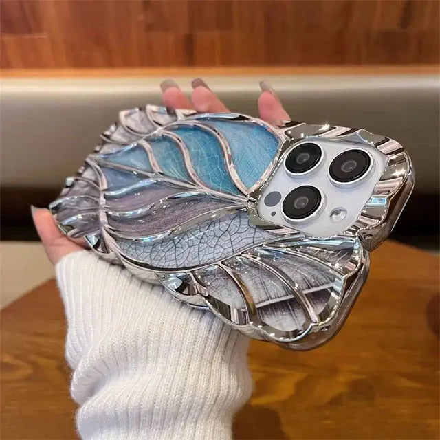 Luxury Plating Colour Fashion Leaf Phone Case For iPhone 11 12 13 14 15 Pro Max Soft Silicone Bumper Protector On 16 Plus Cover Cheeky Fantail Finds