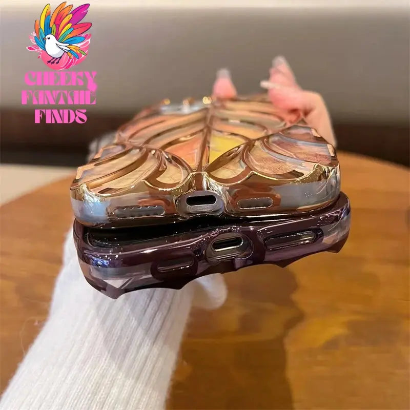 Luxury Plating Colour Fashion Leaf Phone Case For iPhone 11 12 13 14 15 Pro Max Soft Silicone Bumper Protector On 16 Plus Cover Cheeky Fantail Finds