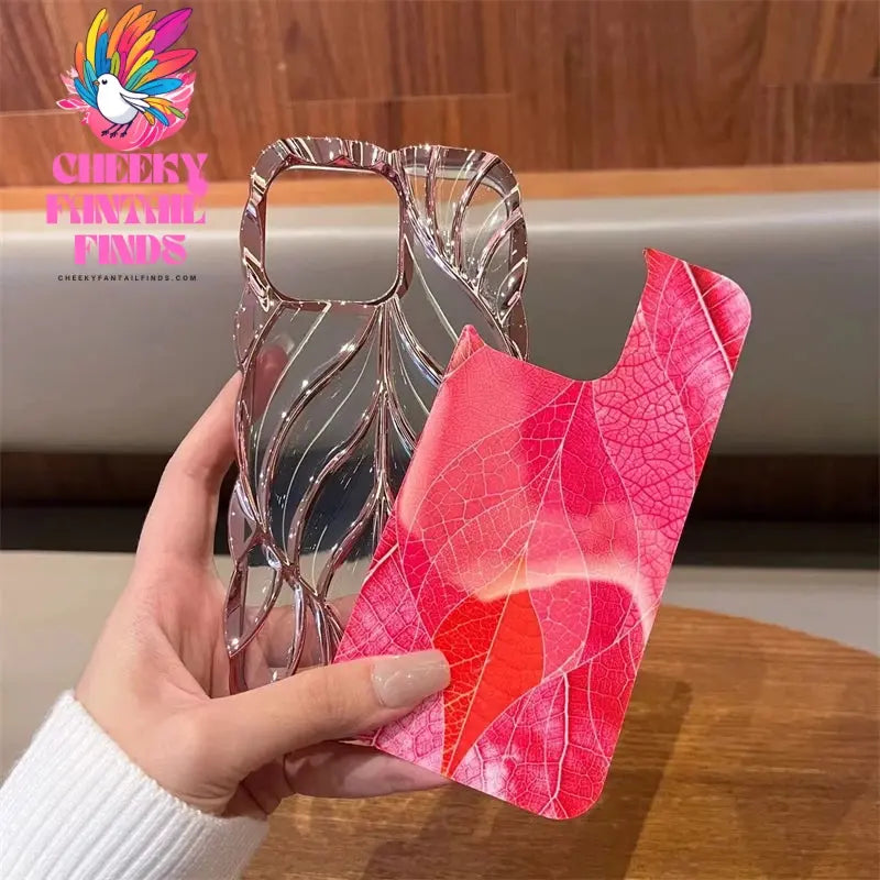 Luxury Plating Colour Fashion Leaf Phone Case For iPhone 11 12 13 14 15 Pro Max Soft Silicone Bumper Protector On 16 Plus Cover Cheeky Fantail Finds