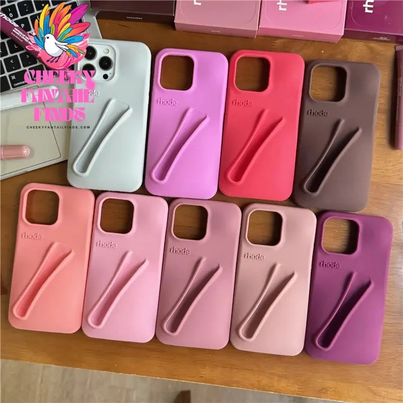 Luxury Rhode DIY Lipstick Soft Silicone Case for iPhone 16 15 13 11 14 12 Pro Max Plus Portable Lip Gloss Holder Ins Phone Cover Cheeky Fantail Finds