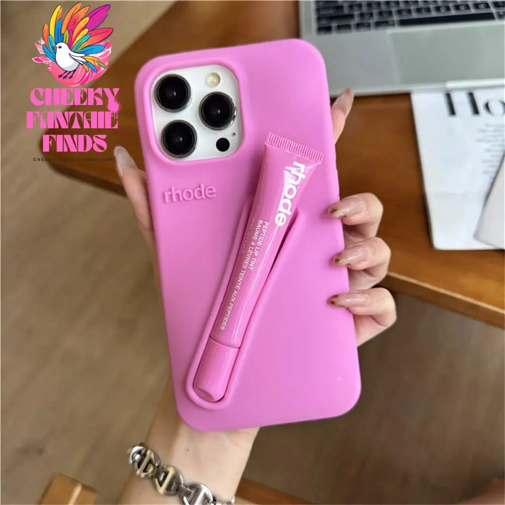 Luxury Rhode DIY Lipstick Soft Silicone Case for iPhone 16 15 13 11 14 12 Pro Max Plus Portable Lip Gloss Holder Ins Phone Cover Cheeky Fantail Finds