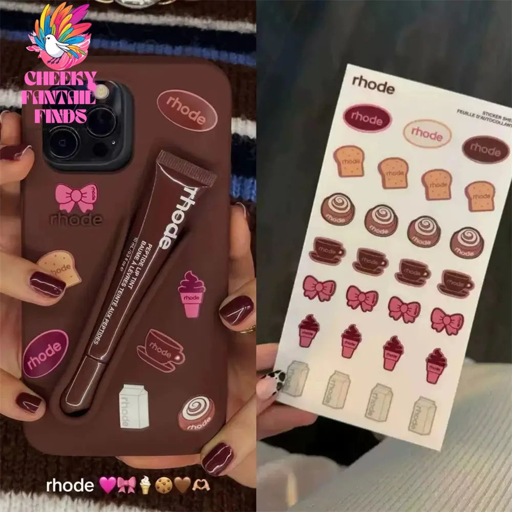 Luxury Rhode DIY Lipstick Soft Silicone Case for iPhone 16 15 13 11 14 12 Pro Max Plus Portable Lip Gloss Holder Ins Phone Cover Cheeky Fantail Finds