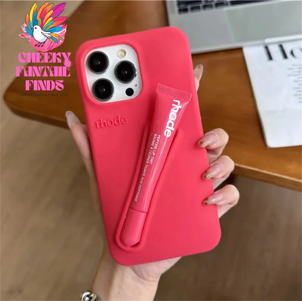 Luxury Rhode DIY Lipstick Soft Silicone Case for iPhone 16 15 13 11 14 12 Pro Max Plus Portable Lip Gloss Holder Ins Phone Cover Cheeky Fantail Finds