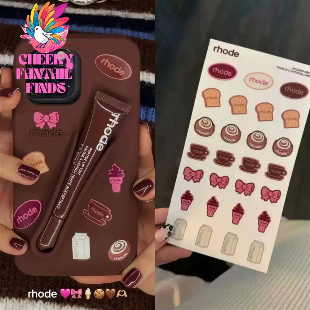 Luxury Rhode DIY Lipstick Soft Silicone Case for iPhone 16 15 13 11 14 12 Pro Max Plus Portable Lip Gloss Holder Ins Phone Cover Cheeky Fantail Finds