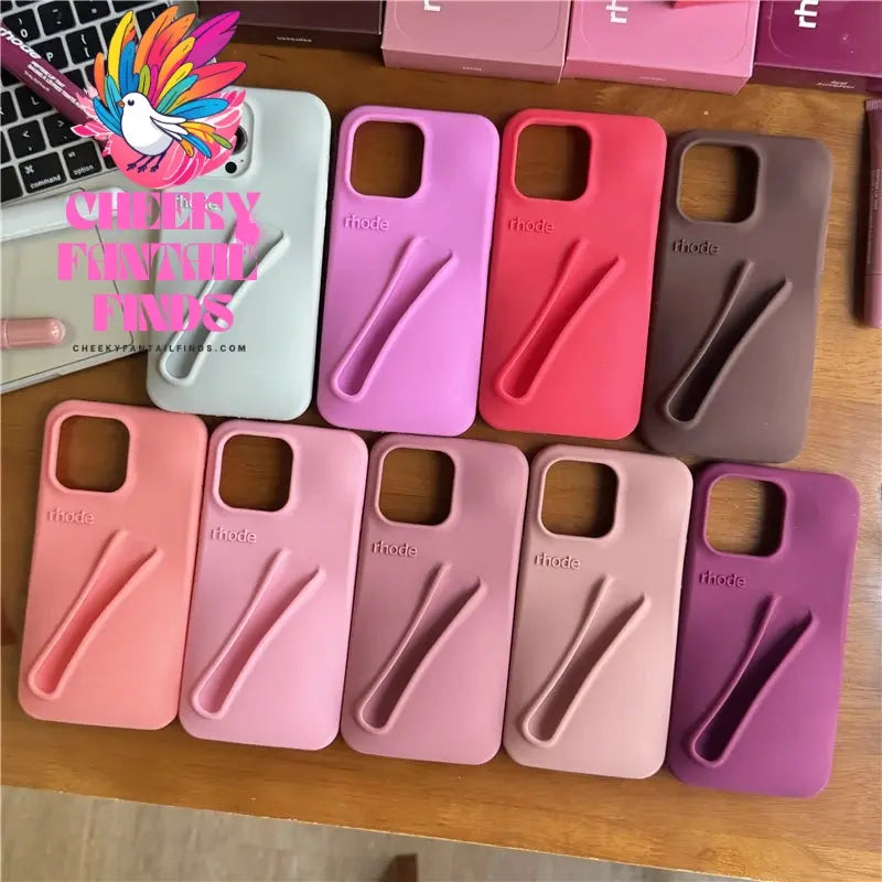 Luxury Rhode DIY Lipstick Soft Silicone Case for iPhone 16 15 13 11 14 12 Pro Max Plus Portable Lip Gloss Holder Ins Phone Cover Cheeky Fantail Finds