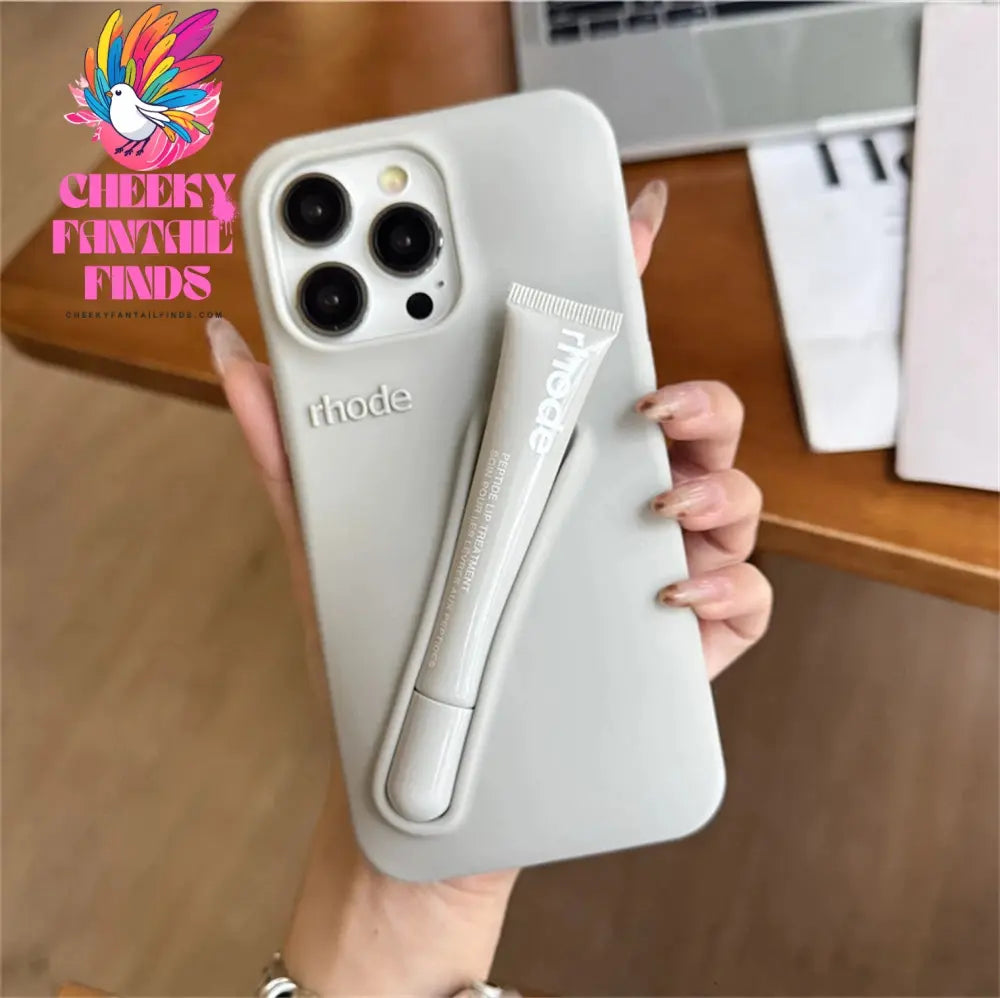 Luxury Rhode DIY Lipstick Soft Silicone Case for iPhone 16 15 13 11 14 12 Pro Max Plus Portable Lip Gloss Holder Ins Phone Cover Cheeky Fantail Finds