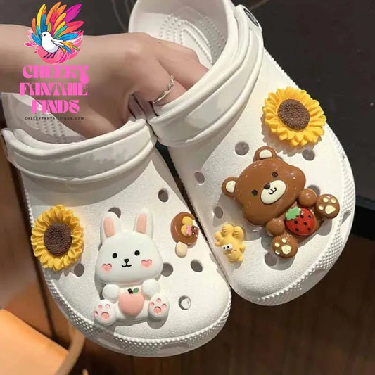 MINISO Candy Hello Kitty Cat Shoe Charms Pink Rabbit shoe Buckle Clogs Shoes Accessories Girl Sandals Decorative Party Gifts Cheeky Fantail Finds